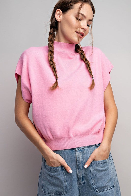 Mandy Mock Neck Short Sleeve Top
