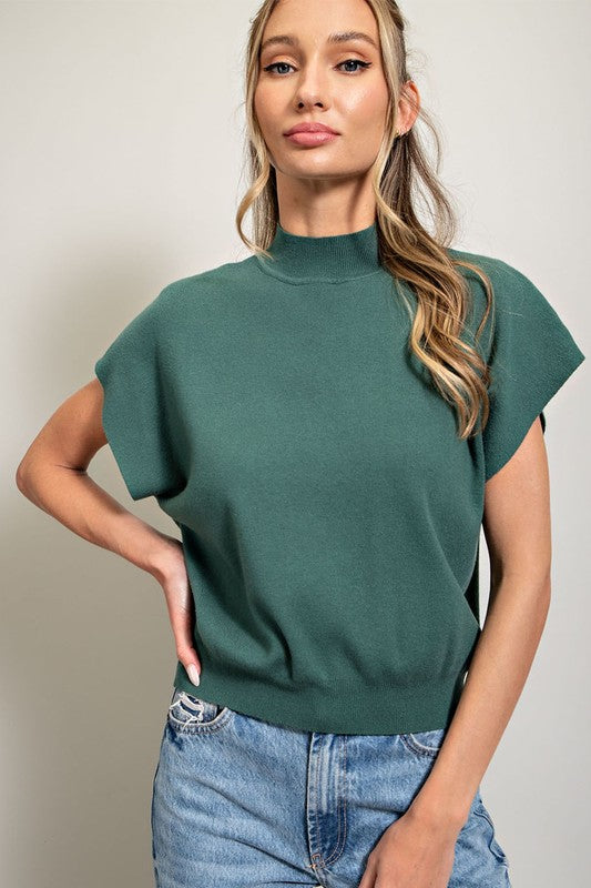 Mandy Mock Neck Short Sleeve Top