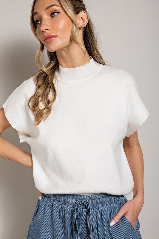 Mandy Mock Neck Short Sleeve Top