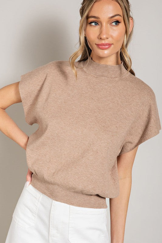 Mandy Mock Neck Short Sleeve Top
