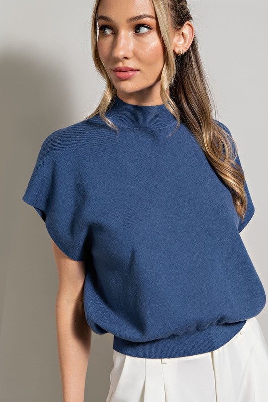 Mandy Mock Neck Short Sleeve Top