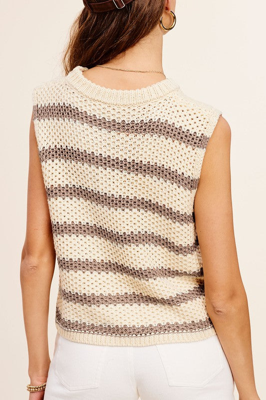 Bree Stripe Sleeveless Sweater Top