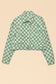 Cropped checkered heart denim jacket