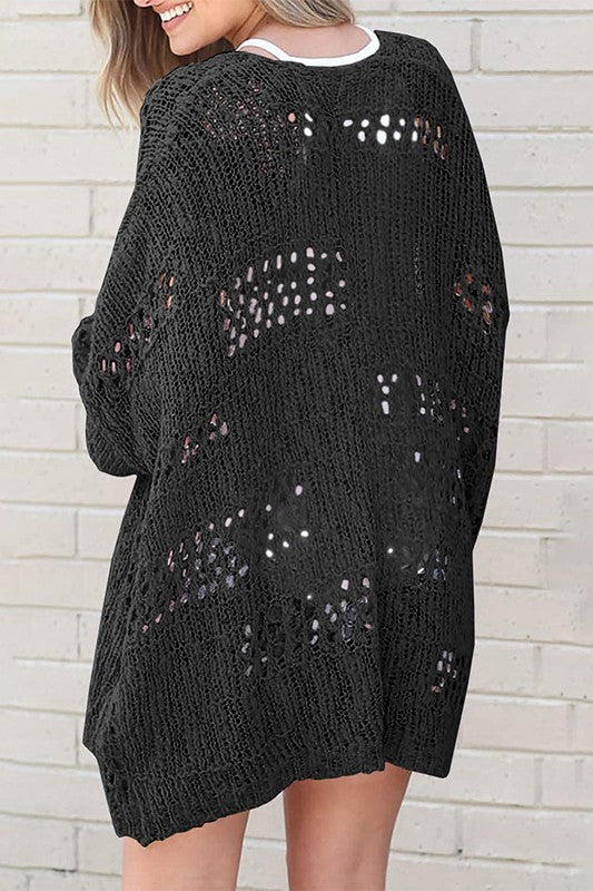 Crochet Dolman Knit Sleeve Cardigan
