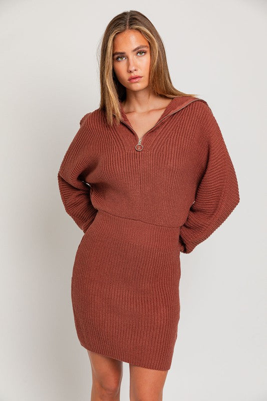 Diane Zipper Sweater Dress