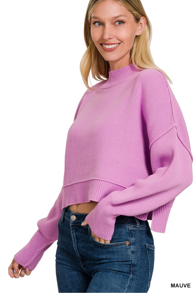 Grace Cropped Sweater Mauve