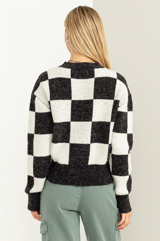 Weekend Chills Checkered Sweater - envy boutique