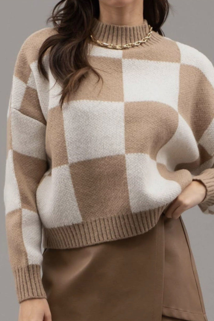 Checkered Sweater Ivory