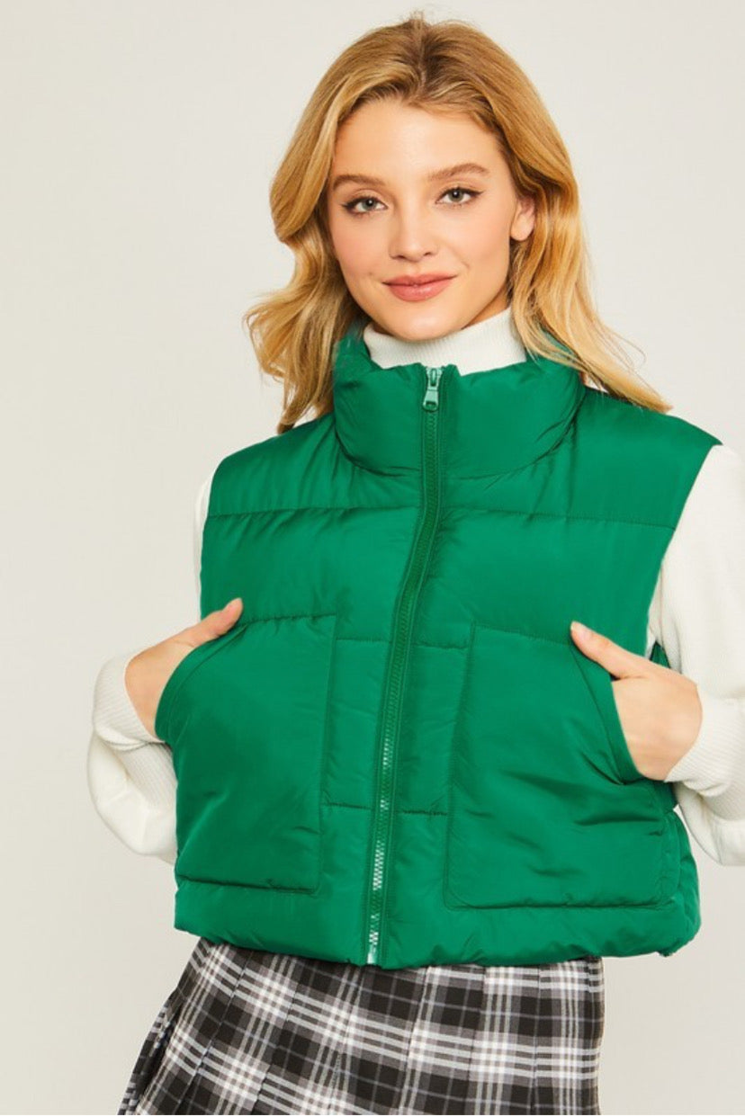 Out For The Day Puffer Vest Green
